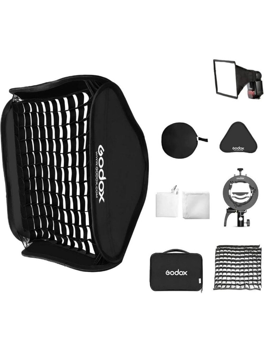 32x32" Foldable Softbox Kit with Grid & Speedlite Bracket for Studio Photography